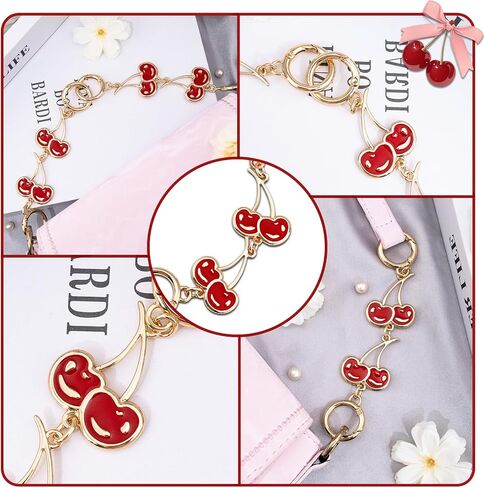 2Pcs Bag Charms for Handbags Purse Charms Strap Purse Extender Chain Cherry Replacement Extension Chains for Tote Shoulder Bags Wallet Purses Accessories Strap for Crossbody Bag Cute Fruit Chains in Saudi Arabia