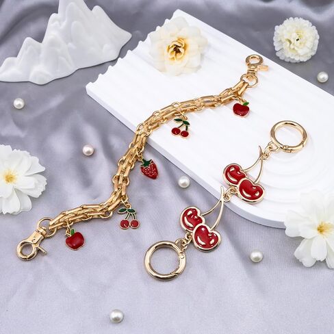 2Pcs Bag Charms for Handbags Purse Charms Strap Purse Extender Chain Cherry Replacement Extension Chains for Tote Shoulder Bags Wallet Purses Accessories Strap for Crossbody Bag Cute Fruit Chains in Saudi Arabia
