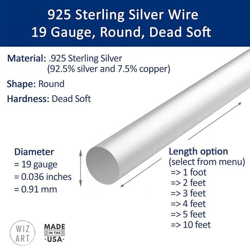 10 مقياس ، مستدير ، ناعم ميت ، 925 سلك الفضة الاسترليني - 1 قدم - لفن المجوهرات من Wizart in Kuwait