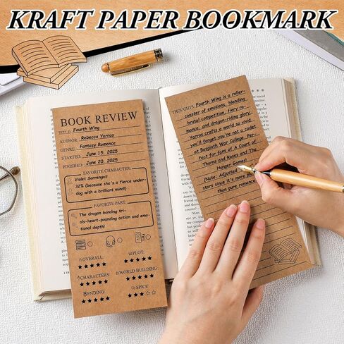 MARSPARK 120 PIES BOOK Review Lotclarks Bulk 3.5 × 8 Inch Double -Side Kraft Reading Log -Back to School Gift for Bookworms Bookish Party Favors in Saudi Arabia