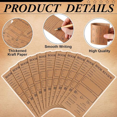 MARSPARK 120 PIES BOOK Review Lotclarks Bulk 3.5 × 8 Inch Double -Side Kraft Reading Log -Back to School Gift for Bookworms Bookish Party Favors in Saudi Arabia