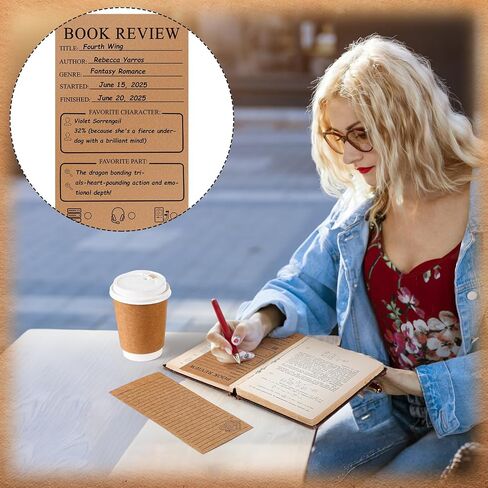 MARSPARK 120 PIES BOOK Review Lotclarks Bulk 3.5 × 8 Inch Double -Side Kraft Reading Log -Back to School Gift for Bookworms Bookish Party Favors in Saudi Arabia