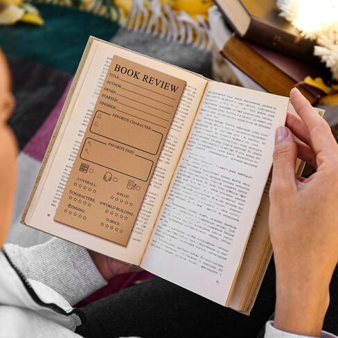 MARSPARK 120 PIES BOOK Review Lotclarks Bulk 3.5 × 8 Inch Double -Side Kraft Reading Log -Back to School Gift for Bookworms Bookish Party Favors in Saudi Arabia