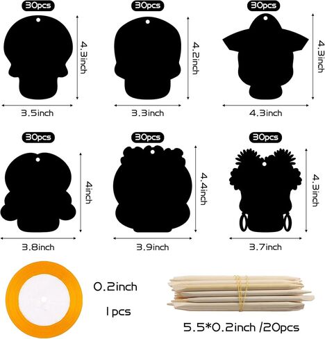 WATINC 60pcs Day of The Dead Skull Scratch Cards Art Hanging Ornaments, DIY Sugar Skull Color Card Craft Kit for Dia De Los Muertos Halloween School Party Supplies Decorations for Kids Adults in Saudi Arabia