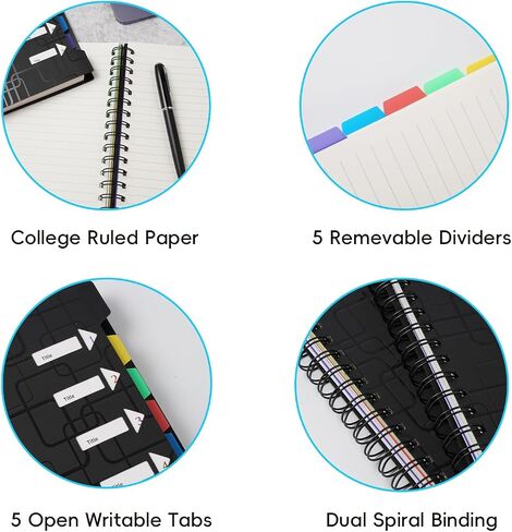 VOTUYET 1 PIET Black 5 Noteboors for Work 240 Pages ، والتي يمكن استخدامها لملاحظات الاجتماع أو التخطيط للمشروع أو الفصل الدراسي أو اليومية أو أي غرض آخر يتطلب تدوين الملاحظات منظمة. in Saudi Arabia