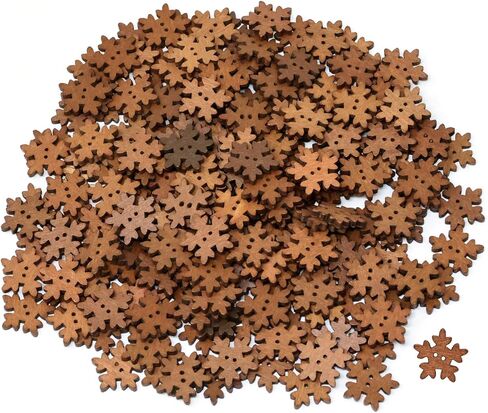 Honbay 200PCS Wooden Snowflake Buttons 2 Holes Buttons Antique Brown Sewing Buttons Decorative Buttons for Skirts, Gloves, Sweaters, Shirts, Hats, Scarves, Headbands, Scrapbooking, Craft Projects in Saudi Arabia