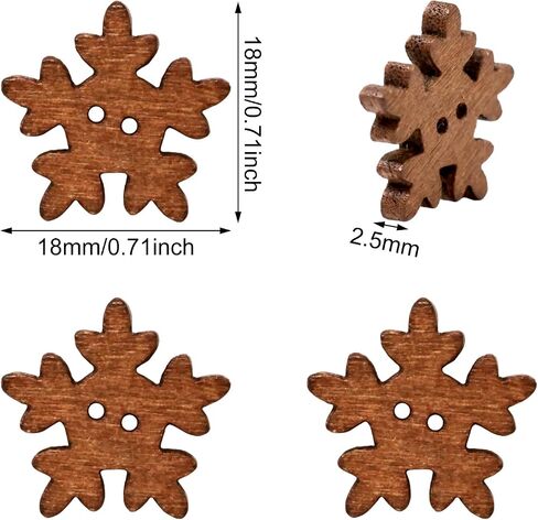 Honbay 200PCS Wooden Snowflake Buttons 2 Holes Buttons Antique Brown Sewing Buttons Decorative Buttons for Skirts, Gloves, Sweaters, Shirts, Hats, Scarves, Headbands, Scrapbooking, Craft Projects in Saudi Arabia