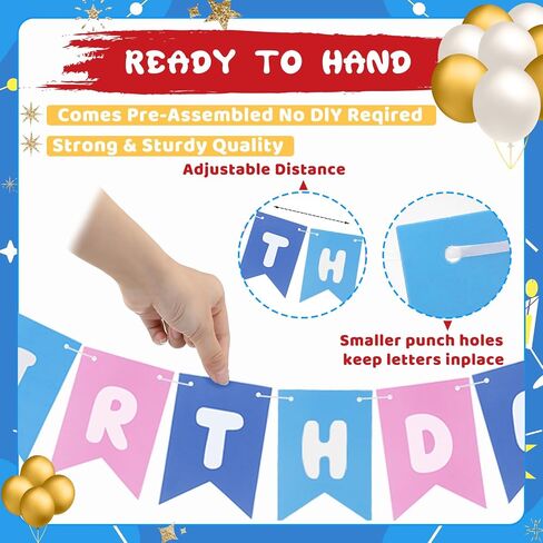 Happy Birthday Banner with 9 Pcs Hanging Swirls Garland Party Decorations Pre-strung Cartoon Themed Banner for Birthday Party Supplies(Video Game,Blue,Red,Yellow) in Saudi Arabia