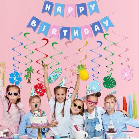 Happy Birthday Banner with 9 Pcs Hanging Swirls Garland Party Decorations Pre-strung Cartoon Themed Banner for Birthday Party Supplies(Video Game,Blue,Red,Yellow) in Saudi Arabia
