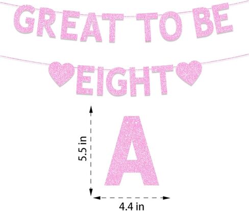 8th Birthday Party Decorations for Girls, Pink Glitter Great to Be Eight Banner, Girls 8 Years Old Birthday Party Decorations Supplies in Saudi Arabia