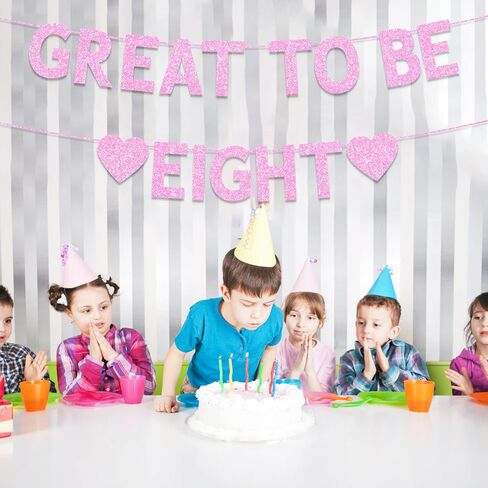 8th Birthday Party Decorations for Girls, Pink Glitter Great to Be Eight Banner, Girls 8 Years Old Birthday Party Decorations Supplies in Saudi Arabia