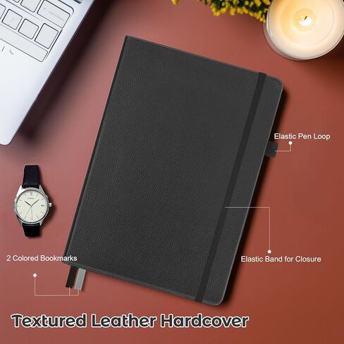 Graph Paper Notebook, Hardcover Notebook, Grid Notebook Journal for Women, Men, Large Leather Journals for Writing, Thick Paper, A5 Notebooks for Work, School Supplies, Engineering, 5.7"x8.5", Black in Saudi Arabia