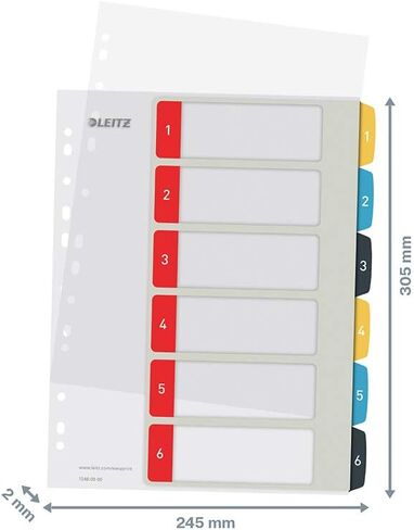 LEITZ A4 Index 1-6 ، Heavy Duty ، Range ، Multicolored ، 12460000 in Kuwait
