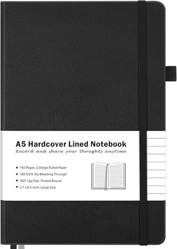 Graph Paper Notebook, Hardcover Notebook, Grid Notebook Journal for Women, Men, Large Leather Journals for Writing, Thick Paper, A5 Notebooks for Work, School Supplies, Engineering, 5.7"x8.5", Black in Saudi Arabia