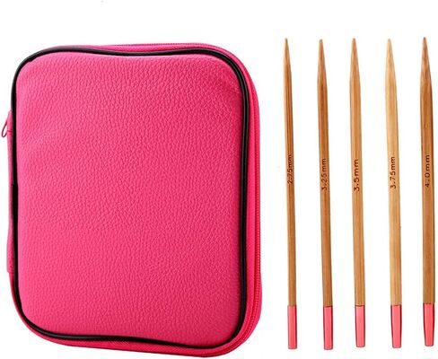 Fdit Interchangeable Carbonized Bamboo Knitting Needles, Aluminum Circular Needles Ring Set with Pouch in Saudi Arabia