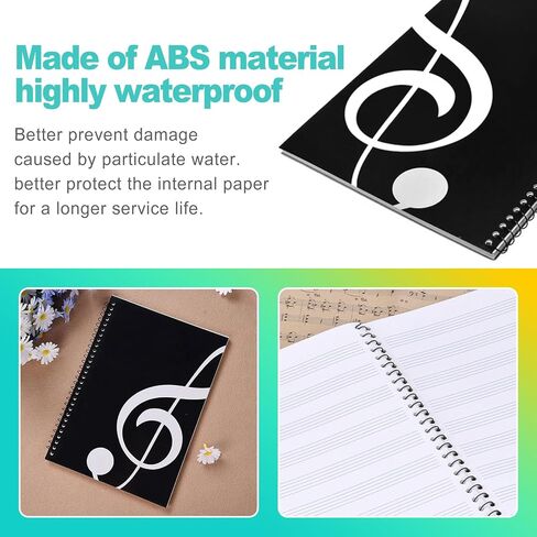 Korndoz 100 Pages Music Notebook ، 10.24 × 7.5 بوصة ورقة الموظفين لتكوين الموسيقى ، ورقة فارغة وورقة مخطوطة لكتاب الأغاني والموسيقيين والطلاب in Saudi Arabia