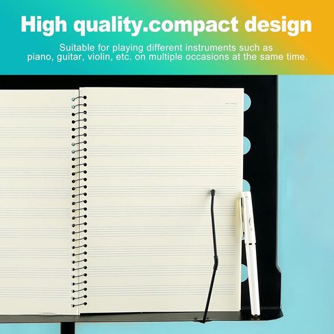 Korndoz 100 Pages Music Notebook ، 10.24 × 7.5 بوصة ورقة الموظفين لتكوين الموسيقى ، ورقة فارغة وورقة مخطوطة لكتاب الأغاني والموسيقيين والطلاب in Saudi Arabia