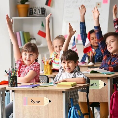اسم قلم الرصاص علامة بوهو العودة إلى المدرسة ملصق اللوحة 8 ألوان الفصول الدراسية النشرة ديكور ملصق ملصق ملصق للمكتب ديكور جدار مكتب ، 40pcs ، 9.6 × 3 في in Saudi Arabia
