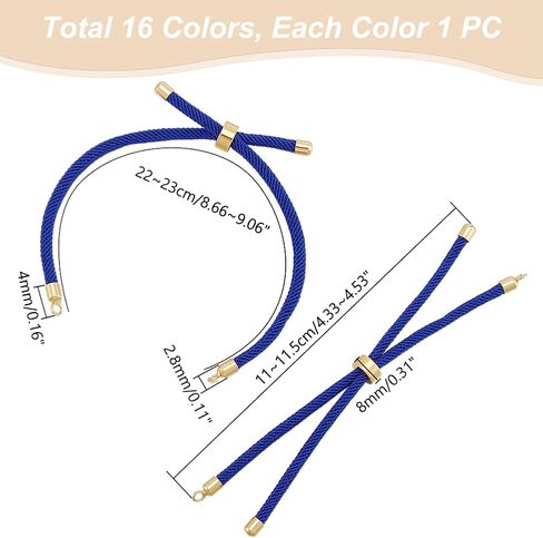 UNICRAFTALE Slider Bracelets Nylon Twisted Cord Bracelets Adjustable Bracelet with Metal Findings Bracelet Chains for Women Jewelry Making Accessories in Saudi Arabia