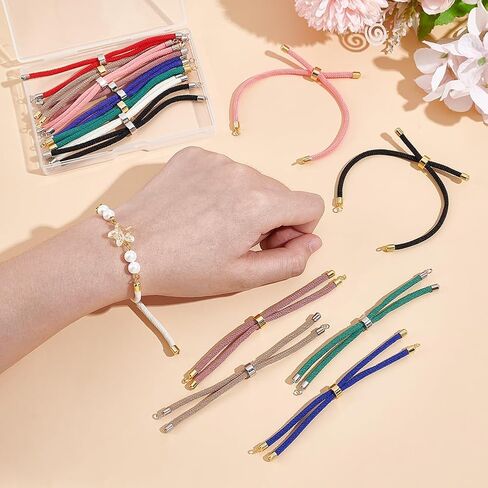 UNICRAFTALE Slider Bracelets Nylon Twisted Cord Bracelets Adjustable Bracelet with Metal Findings Bracelet Chains for Women Jewelry Making Accessories in Saudi Arabia
