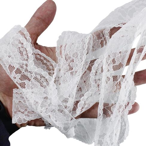 pson 18 Yards Lace Ribbon Trim, White Floral Embroidered Decorative Satin Ribbon, Elegant Style for DIY Crafts, Wedding Dress, Party Decor, Home Embellishment (1.37 Inches Wide) in Saudi Arabia