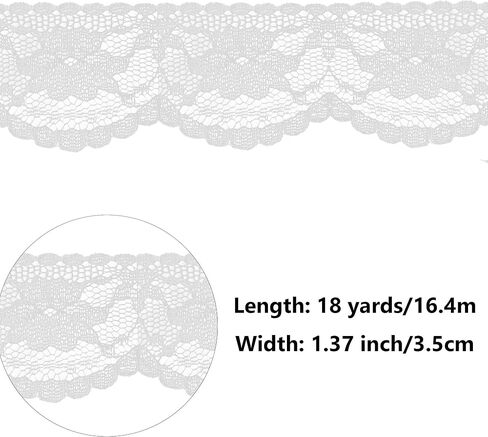 pson 18 Yards Lace Ribbon Trim, White Floral Embroidered Decorative Satin Ribbon, Elegant Style for DIY Crafts, Wedding Dress, Party Decor, Home Embellishment (1.37 Inches Wide) in Saudi Arabia