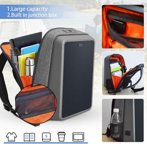 30L سفر محمول حقيبة تحمل على الظهر مع صندوق تقاطع وموانئ شحن USB ، أعمال مكافحة الشحن الشمسية ، حقيبة ظهر للمدرسة المتوسطة المقاومة للماء للنساء تناسب 16 بوصة كمبيوتر محمول in Saudi Arabia