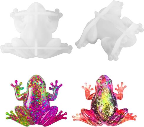 2 Pcs Frog Resin Mold, DIY Frog Silicone Mold, Animal Silicone Molds, 3D Lifelike Resin Molds for DIY Crafts Casting Home Office Cabinets Halloween Wall Desktop Decor Accessories in Saudi Arabia