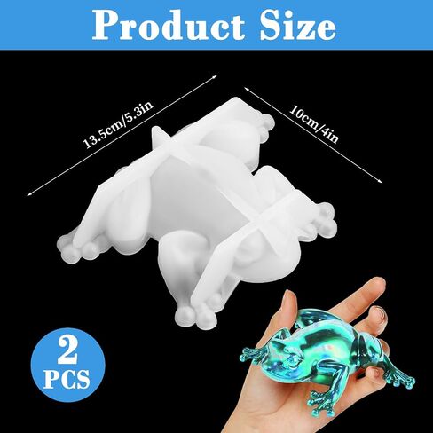 2 Pcs Frog Resin Mold, DIY Frog Silicone Mold, Animal Silicone Molds, 3D Lifelike Resin Molds for DIY Crafts Casting Home Office Cabinets Halloween Wall Desktop Decor Accessories in Saudi Arabia