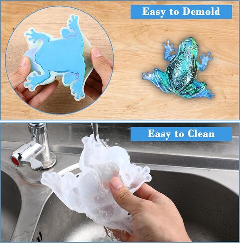 2 Pcs Frog Resin Mold, DIY Frog Silicone Mold, Animal Silicone Molds, 3D Lifelike Resin Molds for DIY Crafts Casting Home Office Cabinets Halloween Wall Desktop Decor Accessories in Saudi Arabia