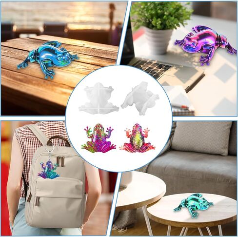 2 Pcs Frog Resin Mold, DIY Frog Silicone Mold, Animal Silicone Molds, 3D Lifelike Resin Molds for DIY Crafts Casting Home Office Cabinets Halloween Wall Desktop Decor Accessories in Saudi Arabia