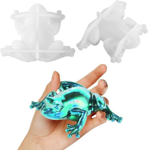 2 Pcs Frog Resin Mold, DIY Frog Silicone Mold, Animal Silicone Molds, 3D Lifelike Resin Molds for DIY Crafts Casting Home Office Cabinets Halloween Wall Desktop Decor Accessories in Saudi Arabia
