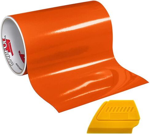 ORACAL 651 Multi-Colored Vinyl Solvent-Based Adhesive-Backed Calendared Wrap Decals w/Yellow Multi-Purpose Squeegee (12" x 5ft, Orange) in Saudi Arabia