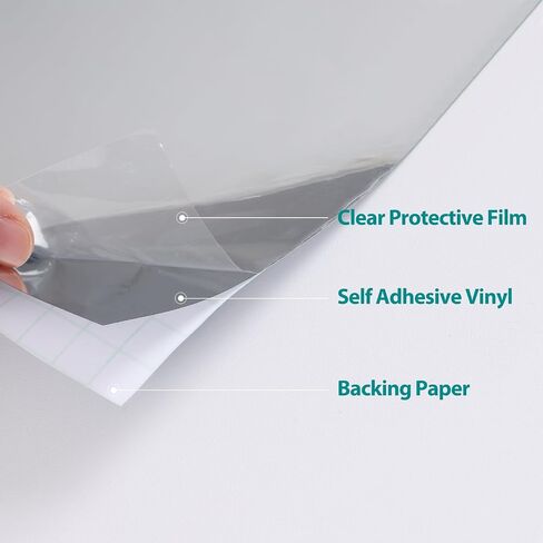 Glossy Silver Metallic Vinyl Wallpaper Peel and Stick Reflective Non Glass Mirror Stickers 15.7"x160" Flexible Mirror Sheet Adhesive Vinyl Silver Chrome Wall Decor for Kitchen Cabinet Crafts in Saudi Arabia