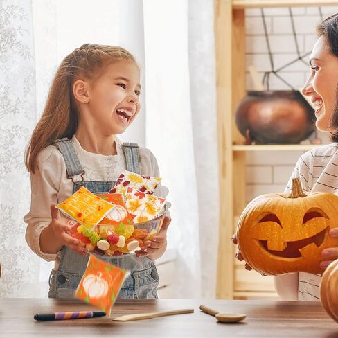 Whaline 400pcs حقيبة سقوط السيلوفان 4 أنماط من البلاستيك اليقطين ورقة القيقب ذاتية اللصق حقيبة الشكر الشكر جيدة أكياس الوجبات الخفيفة الحلوى لعيد الشكر لصالح حفلة الخريف لحفلات الخريف in Saudi Arabia