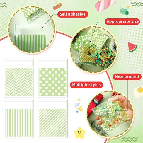 Gersoniel 200 Pcs Purple Cellophane Treat Bags 4 x 4 in Self Sealing Cookie Bags Striped Polka Dot Candy Gift Goodie Snack Bag for Birthday Wedding Fall Thanksgiving Christmas Party Supplies in Saudi Arabia