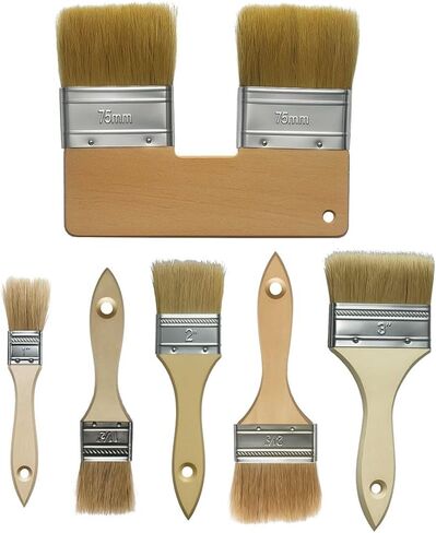 6 pcs Stain Trim chip Oil Paint Brushes Set Bulk Craft Bristle Glue House U Shaped Double Headed Clear Coat Painting Supplies Tools Indoor use Paintbrush for Wall Wood Home Improvement in Saudi Arabia