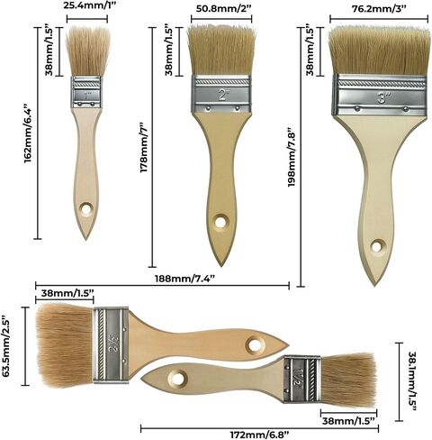 6 pcs Stain Trim chip Oil Paint Brushes Set Bulk Craft Bristle Glue House U Shaped Double Headed Clear Coat Painting Supplies Tools Indoor use Paintbrush for Wall Wood Home Improvement in Saudi Arabia