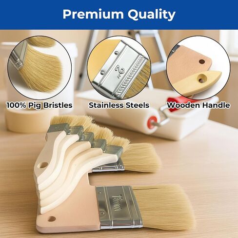 6 pcs Stain Trim chip Oil Paint Brushes Set Bulk Craft Bristle Glue House U Shaped Double Headed Clear Coat Painting Supplies Tools Indoor use Paintbrush for Wall Wood Home Improvement in Saudi Arabia