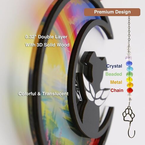 Dog Memorial Suncatcher ، مجموعة هدية مخصصة لخسارة الحيوانات الأليفة مع بطاقة تعاطف واحدة لبطاقة ذكرى الكلاب ، سوار واحد لتوفير الحزن ، ملاك معلق ، حزمة جاهزة للهدية (Rainbow River) in Kuwait