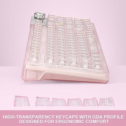 F98pro 95Key Hot-Swappable Mechanical Keyboard with Transparent Keycaps,BT5.0/2.4G/USB-C Mechanical Keyboard with OLED Display,RGB Backlit Gaming Keyboard with Clear Keycaps,4000mAh,Black in Kuwait