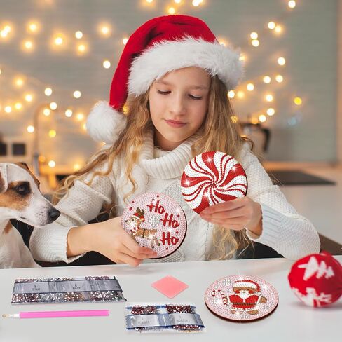 12 PCS Christmas Diamond Art Coasters Classic Christmas Elements Diamond Painting Coasters مع Holder Xmas Crafts for البالغين DIY (Santa Claus) in Kuwait
