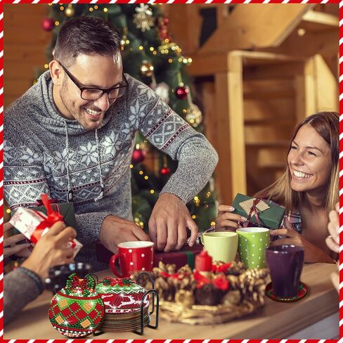 12 Pcs Christmas Diamond Art Coasters Classic Christmas Elements Diamond Painting Coasters with Holder Xmas Crafts for Adults Kids DIY(Santa Claus) in Kuwait