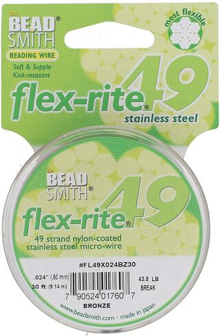 سلك Beadsmith Flex-Rite-49 حبلا ، سلك الديكور المطلي بالنايلون ، من الفولاذ المقاوم للصدأ-لون برونزي ، 024 بوصة ، مخبات 30 قدمًا-سلك مرن للقلادة ، سوار ومجوهرات صنع المجوهرات in Saudi Arabia
