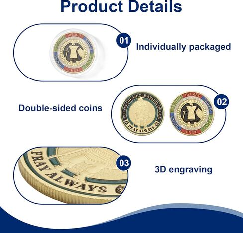 5 PCS Armor of God Coins ، مجموعة التحديات العملات العادية ، درع الله الكامل الرموز الدينية لدراسة الكتاب المقدس المسيحية والهدايا العسكرية in Kuwait