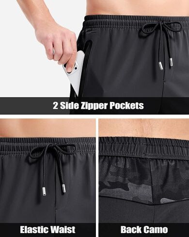 Boladeci Men's Hiking Pants Lightweight Quick Dry Stretch Elastic Waist with Drawstring Zip Pockets Jogging Fishing Pants in Kuwait