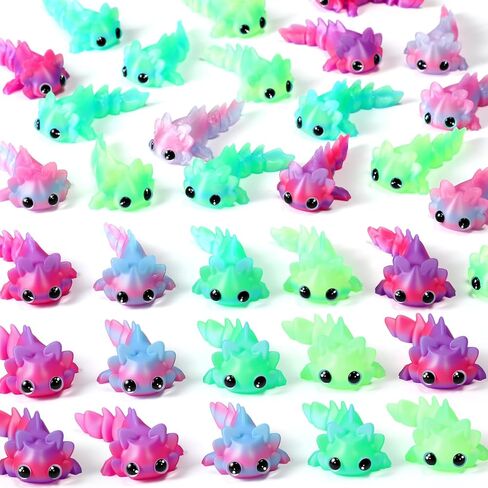 Soulchen 24 Pcs 3D Printed Axolotl Figures Charms Sensory Mini Fidget for Axolotl Party Favors Birthday Party Supplies Tiny Animal Figures for Christmas (Satin Ombre) in Saudi Arabia
