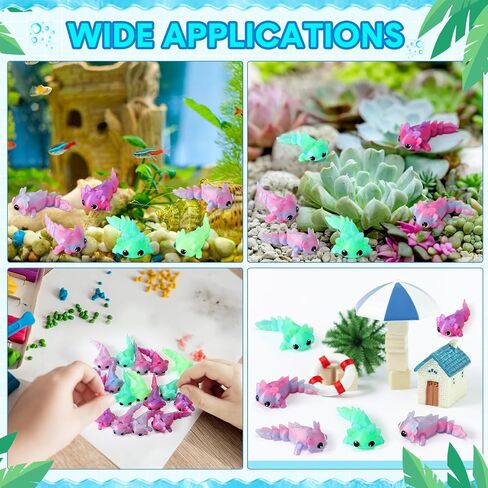 Soulchen 24 Pcs 3D Printed Axolotl Figures Charms Sensory Mini Fidget for Axolotl Party Favors Birthday Party Supplies Tiny Animal Figures for Christmas (Satin Ombre) in Saudi Arabia