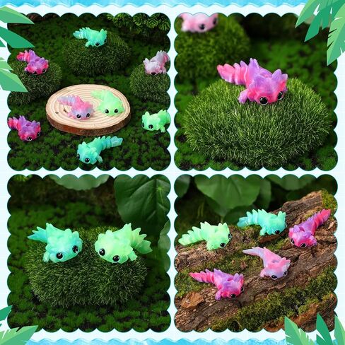 Soulchen 24 Pcs 3D Printed Axolotl Figures Charms Sensory Mini Fidget for Axolotl Party Favors Birthday Party Supplies Tiny Animal Figures for Christmas (Satin Ombre) in Saudi Arabia