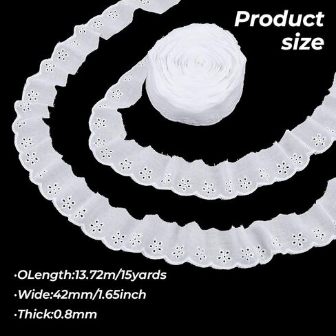 2 PCS عتيقة الشريط الكروشيه الدانتيل الحافة الحافة القطن الدانتيل الدانتيل تقليم أبيض النسيج خياطة التشذيب الأزهار الكشك in Kuwait